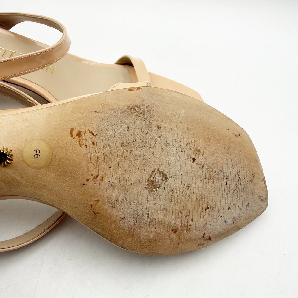 Stuart Weitzman Womens Aleena 50 Block Heel Sandals US 9 B Nude Leather - Picture 13 of 13
